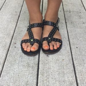 Vince Camuto studded black leather sandals sz 8
